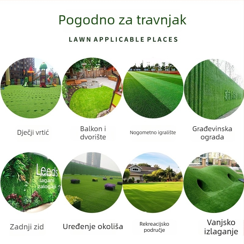 Yunfei Vanjski umjetni travnjak s plastičnom ogradom, zeleni tepih za vrtić