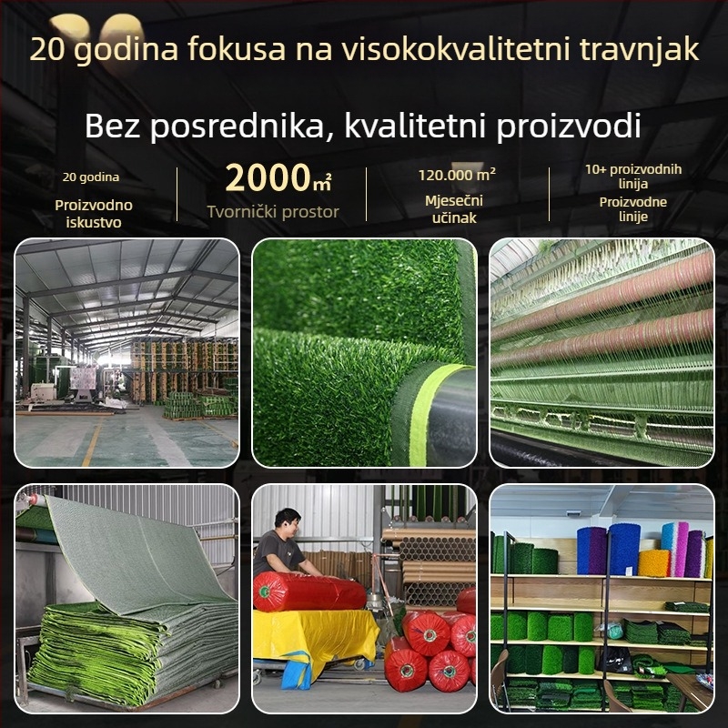 Yunfei Vanjski umjetni travnjak s plastičnom ogradom, zeleni tepih za vrtić