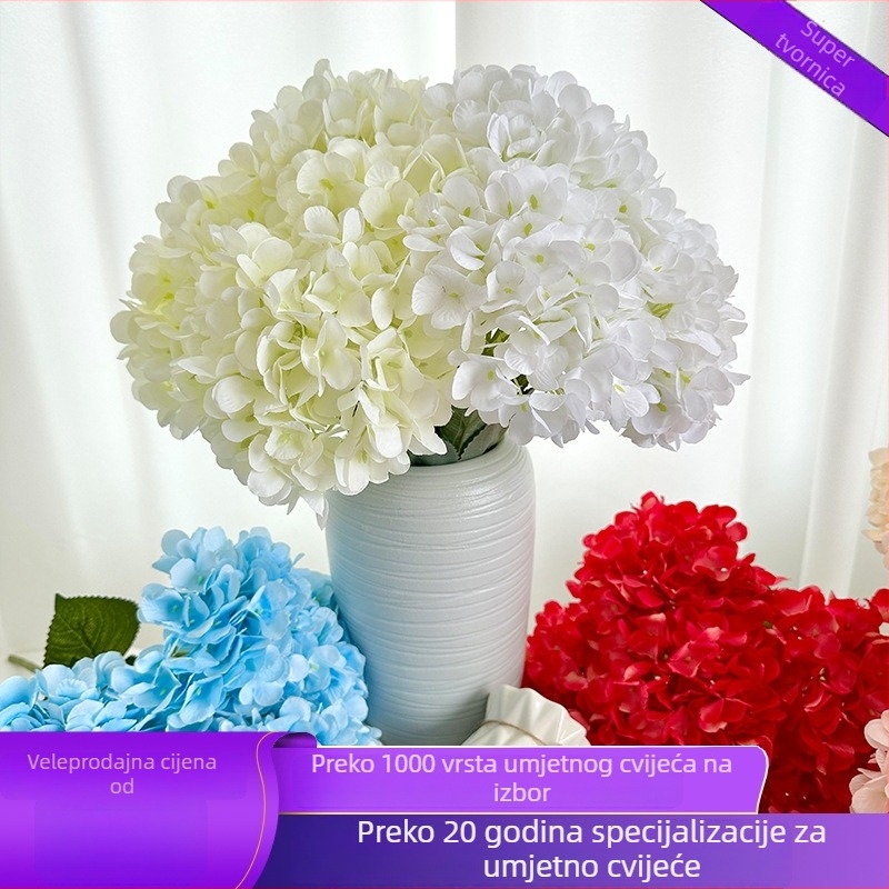 Petglava svilenih hortenzija za DIY kućnu dekoraciju i svatbeni backdrop