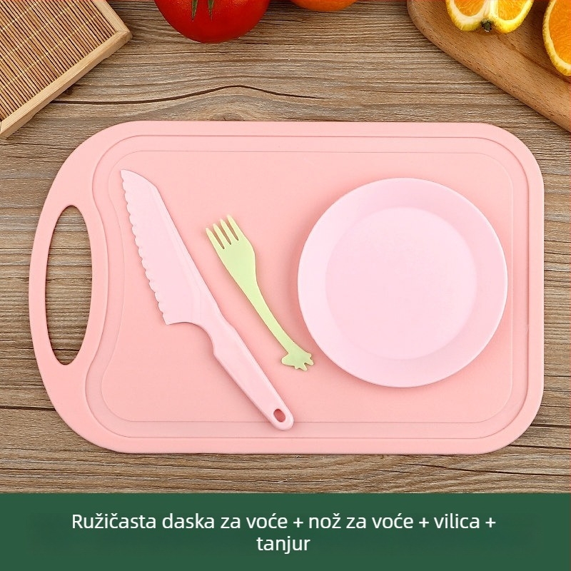 Siguran plastični set dječjih noževa za voće i daska za rezanje za predškolsko doba