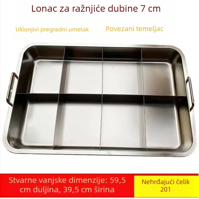 Pravokutni profesionalni lonac za shabu-shabu, začinski hot pot i oden, s križnim rešetkastim dijelovima za ražnjiće