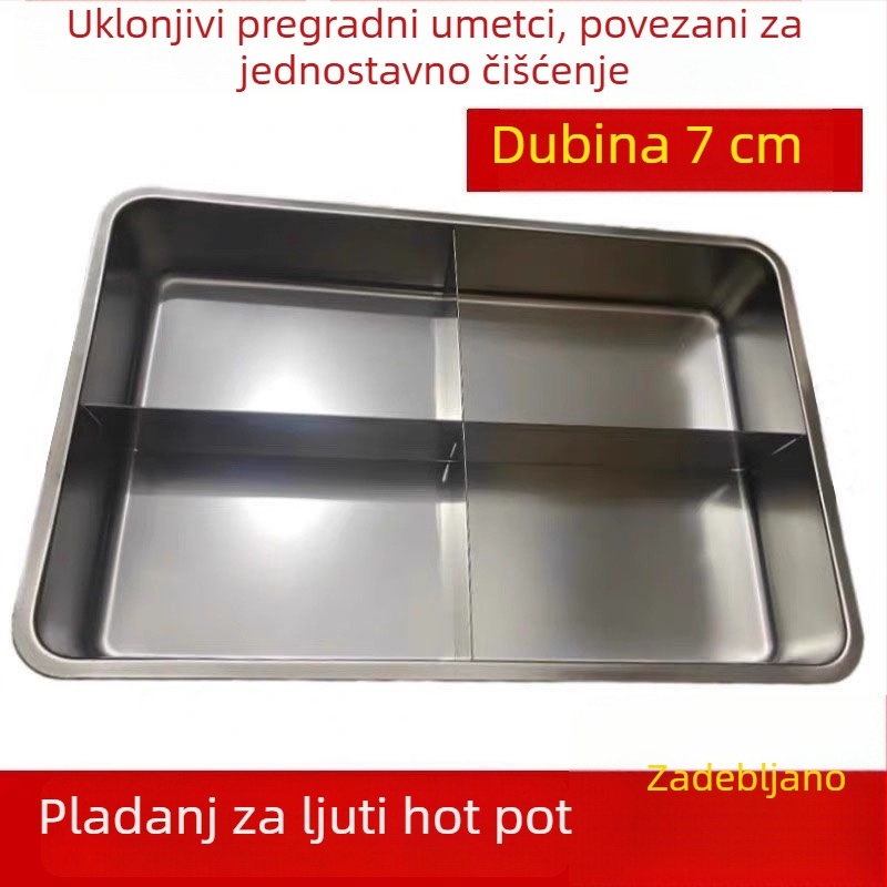 Pravokutni profesionalni lonac za shabu-shabu, začinski hot pot i oden, s križnim rešetkastim dijelovima za ražnjiće