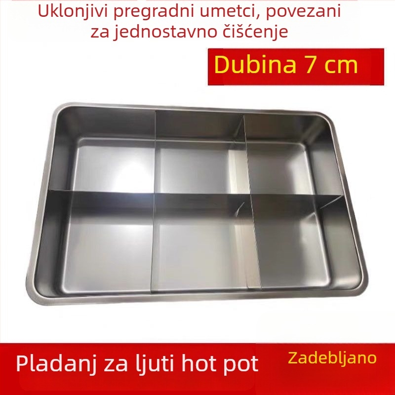 Pravokutni profesionalni lonac za shabu-shabu, začinski hot pot i oden, s križnim rešetkastim dijelovima za ražnjiće