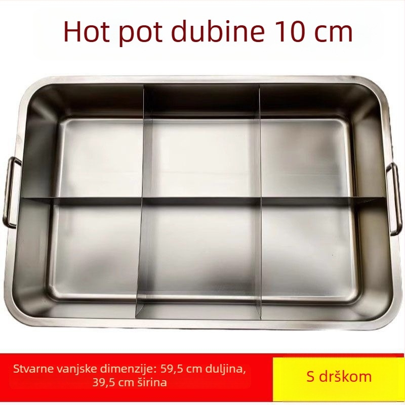 Pravokutni profesionalni lonac za shabu-shabu, začinski hot pot i oden, s križnim rešetkastim dijelovima za ražnjiće