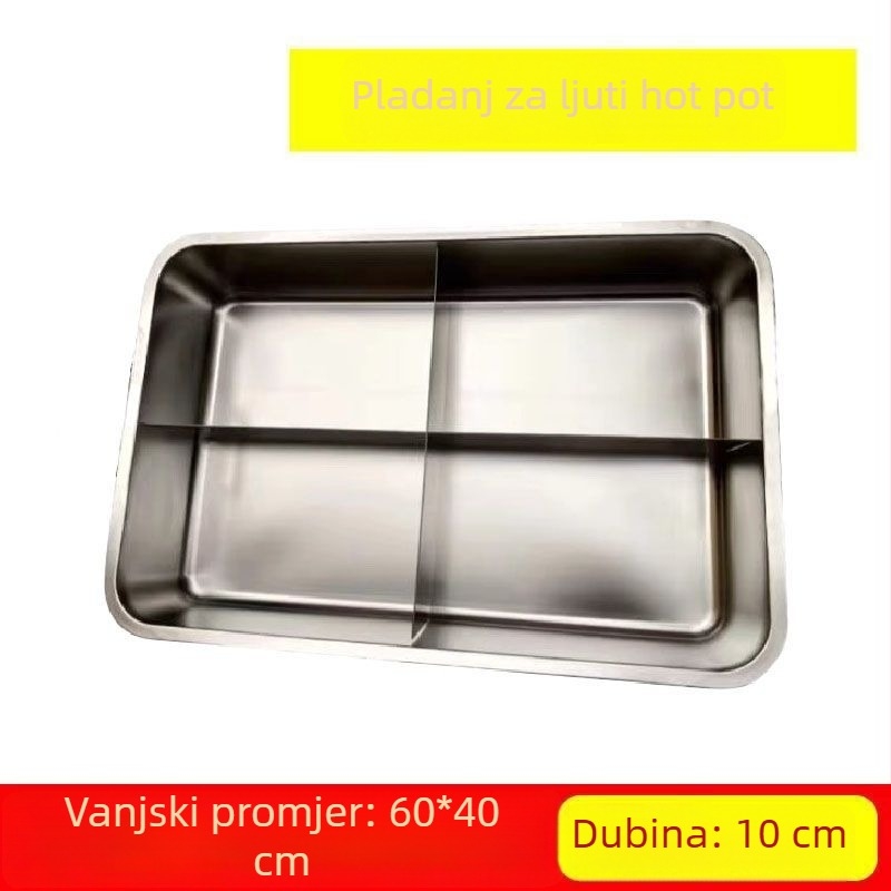 Pravokutni profesionalni lonac za shabu-shabu, začinski hot pot i oden, s križnim rešetkastim dijelovima za ražnjiće