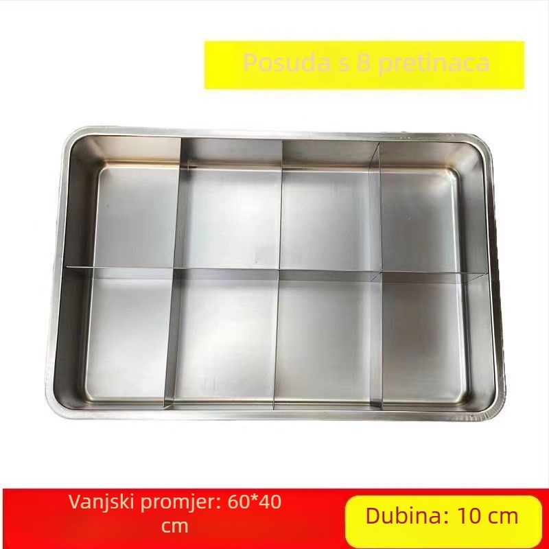 Pravokutni profesionalni lonac za shabu-shabu, začinski hot pot i oden, s križnim rešetkastim dijelovima za ražnjiće