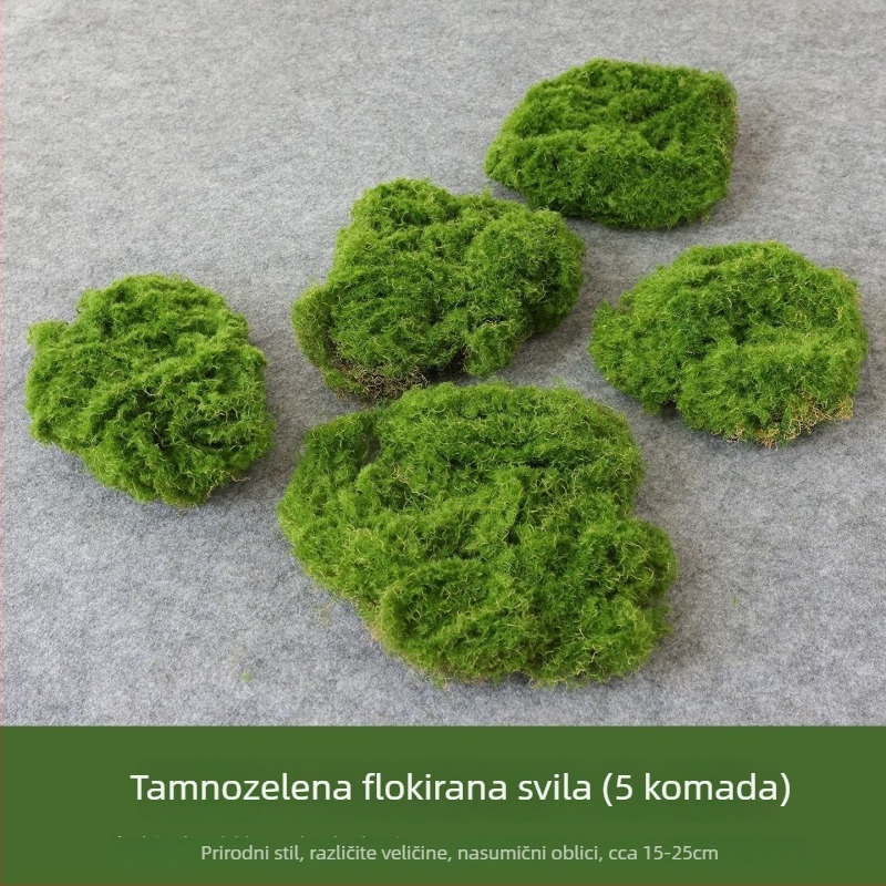 Umjetna unutarnja zelena dekoracija za zid s mikro-landšafom bonsaiem, mahovina i baršunasti kamen