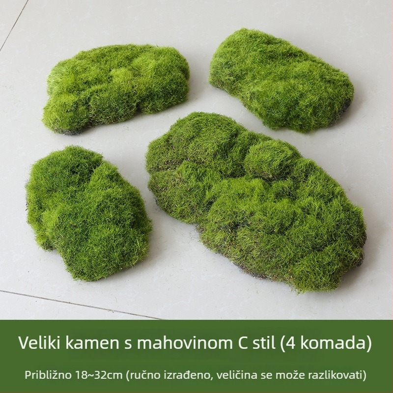 Umjetna unutarnja zelena dekoracija za zid s mikro-landšafom bonsaiem, mahovina i baršunasti kamen