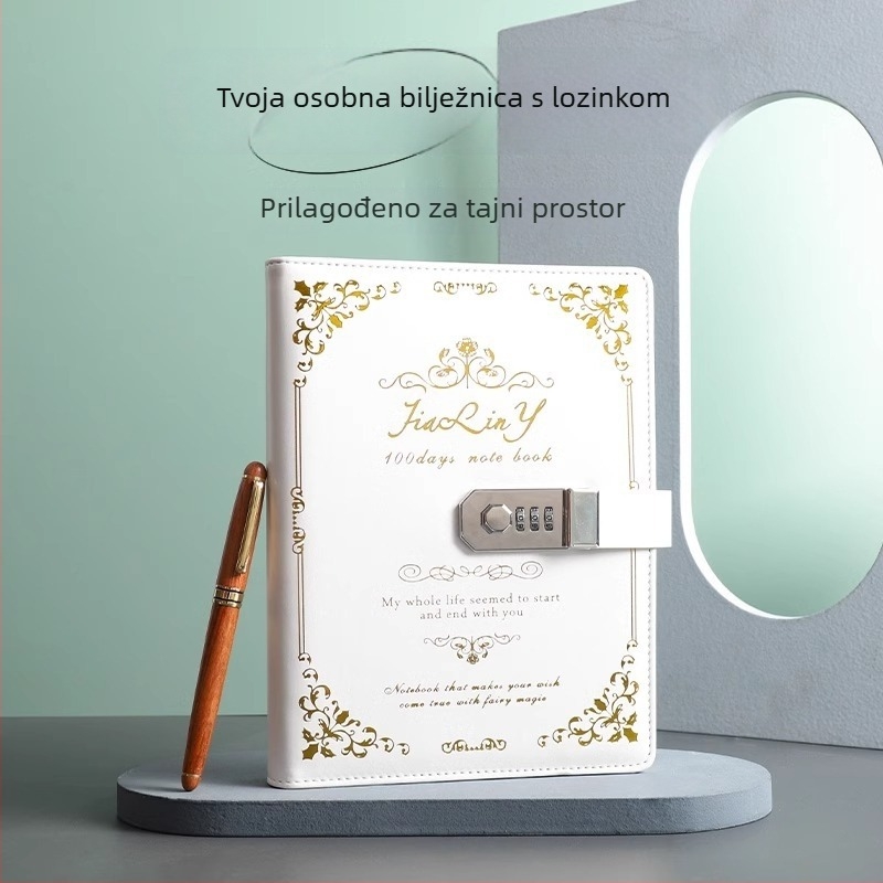Vintage bilježnica s zaključavanjem, debela, minimalistički dnevnik za studente za putovanja