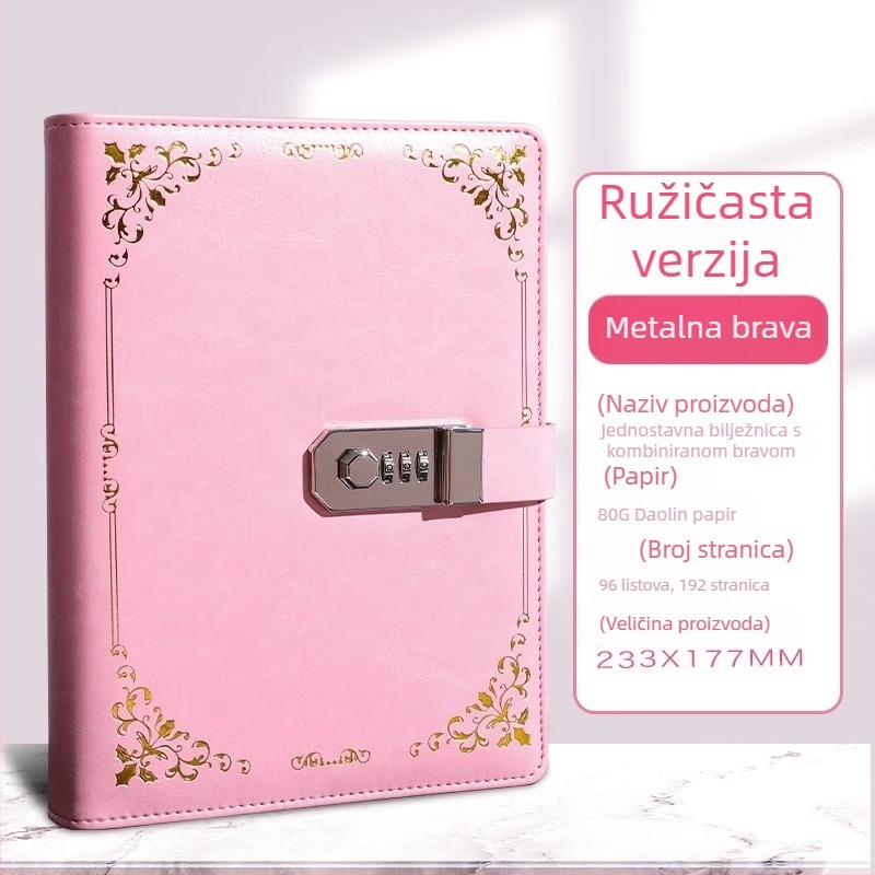 Vintage bilježnica s zaključavanjem, debela, minimalistički dnevnik za studente za putovanja