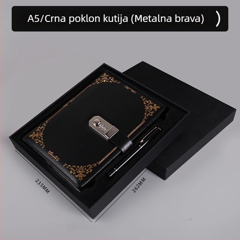 Vintage bilježnica s zaključavanjem, debela, minimalistički dnevnik za studente za putovanja