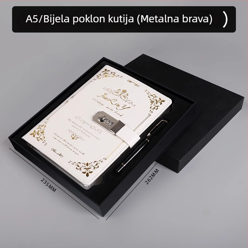 Vintage bilježnica s zaključavanjem, debela, minimalistički dnevnik za studente za putovanja