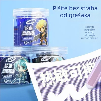 Ostrich termalno izbrisive patrone za naliv pero za osnovnoškolce, 3,4 kristalno plava, lako izbrisiva tinta za vježbanje pisanja
