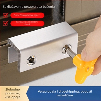 Aluminijski ograničivač prozora i zatvarač za klizne prozore, bez bušenja, sigurnost djece
