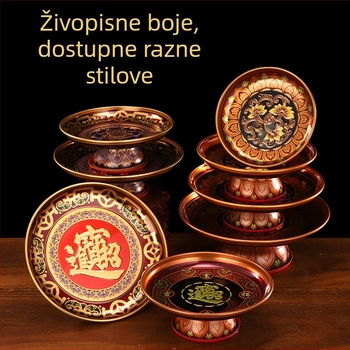 Podnos od legure za podnošenje darova Budi, pladanj za voće za obožavanje, kućni budistički dodatak s motivom lotosa