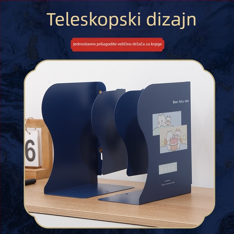 Metalni teleskopski držač za knjige, kreativna stolna podrška za knjige, prilagodljivi stalak za knjige