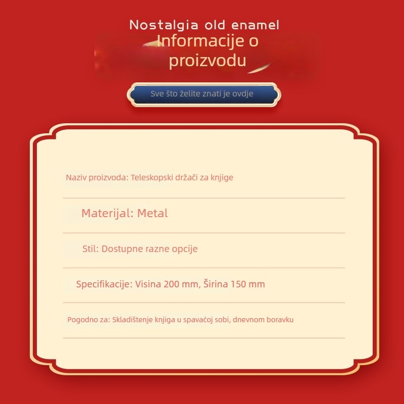 Metalni teleskopski držač za knjige, kreativna stolna podrška za knjige, prilagodljivi stalak za knjige