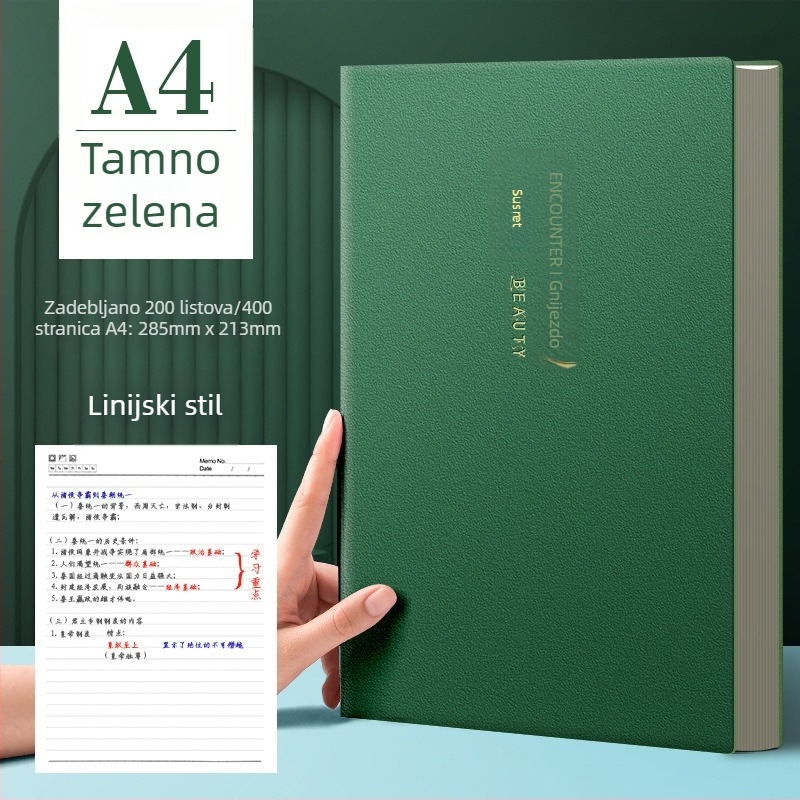 Bilježnica Cornell stila, izuzetno debela, formata B5/A4, za srednjoškolce i studente