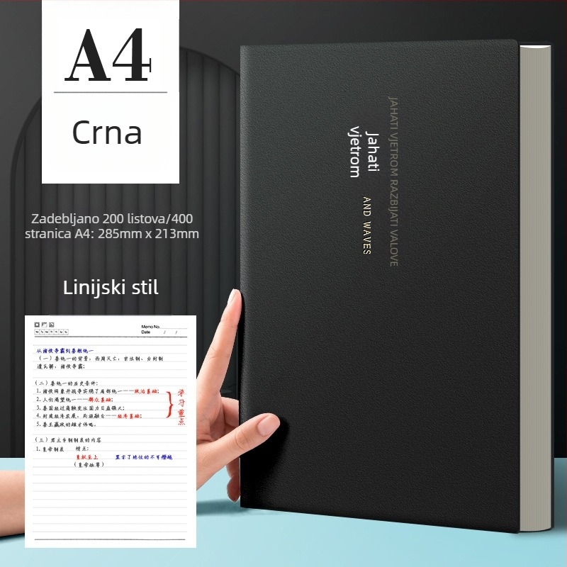Bilježnica Cornell stila, izuzetno debela, formata B5/A4, za srednjoškolce i studente