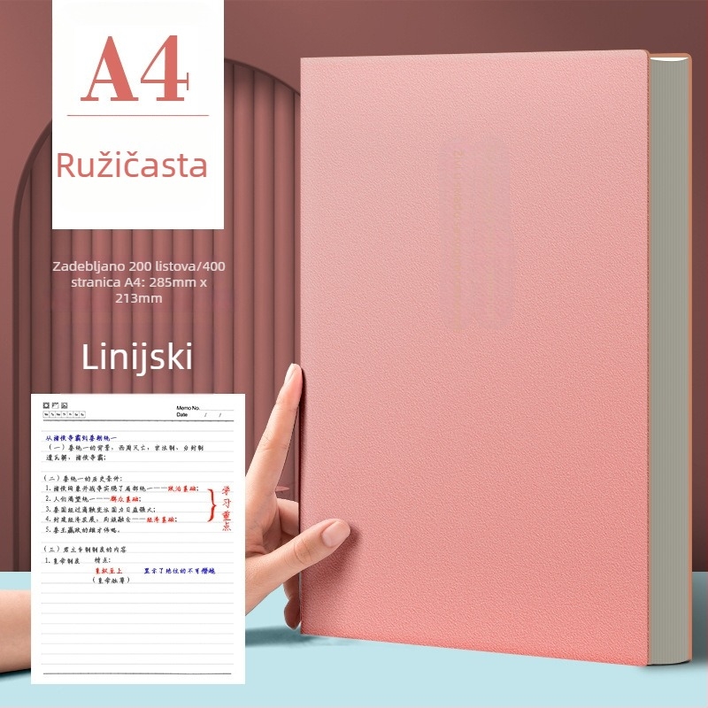 Bilježnica Cornell stila, izuzetno debela, formata B5/A4, za srednjoškolce i studente
