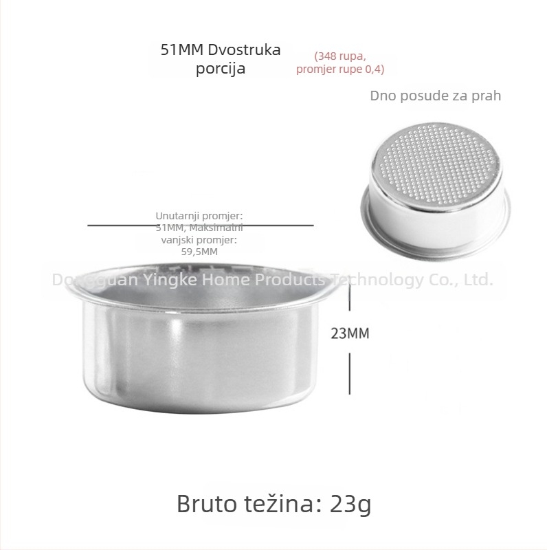 Ručni filter za kavu od 304 nehrđajućeg čelika, šalica za filtriranje, kompatibilne veličine 51/54/58 mm, za jednu ili dvostruku dozu