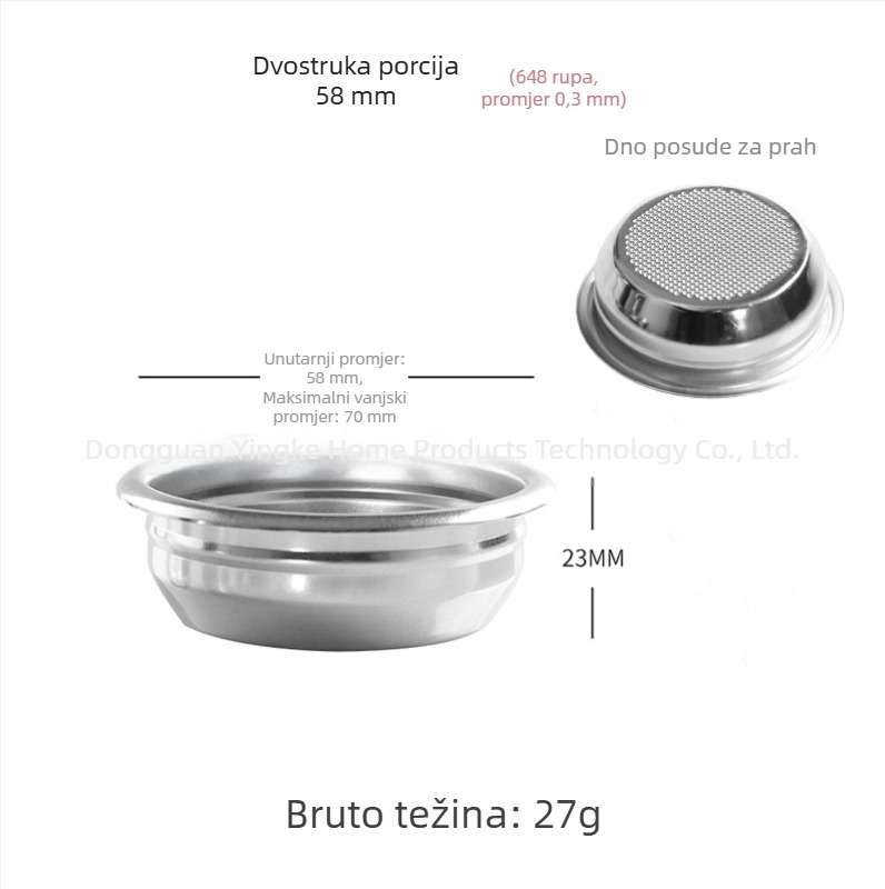 Ručni filter za kavu od 304 nehrđajućeg čelika, šalica za filtriranje, kompatibilne veličine 51/54/58 mm, za jednu ili dvostruku dozu