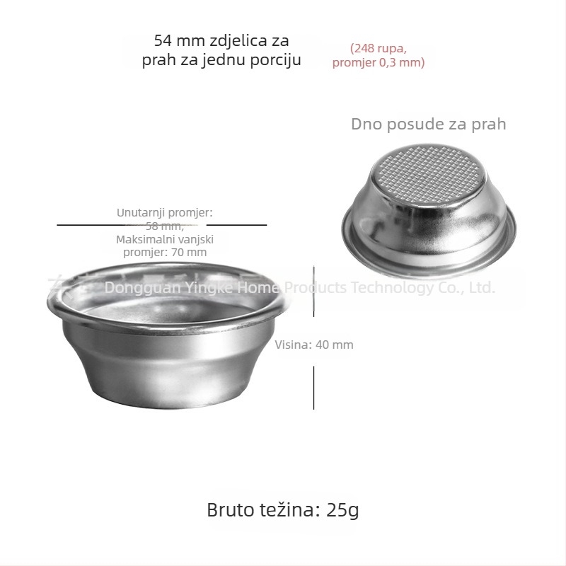 Ručni filter za kavu od 304 nehrđajućeg čelika, šalica za filtriranje, kompatibilne veličine 51/54/58 mm, za jednu ili dvostruku dozu