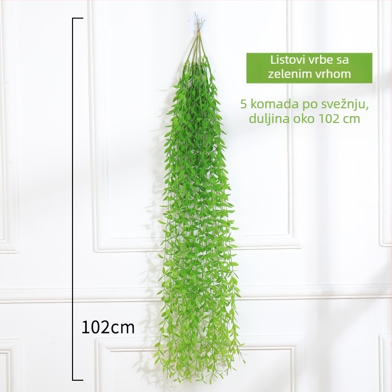 Umjetna ruža i pothos na zidnoj vješalici, dekor za dnevni boravak, umjetni cvjetni vijenci i viseća biljka pauk.