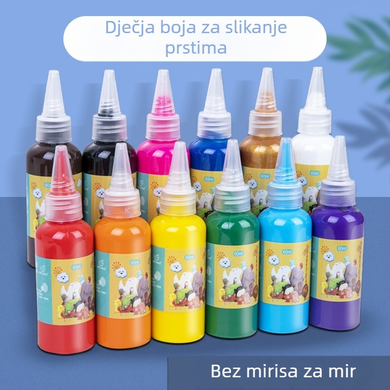 Dječji gouache set boja, perive, 60 ml, 12 boja, crtanje prstima