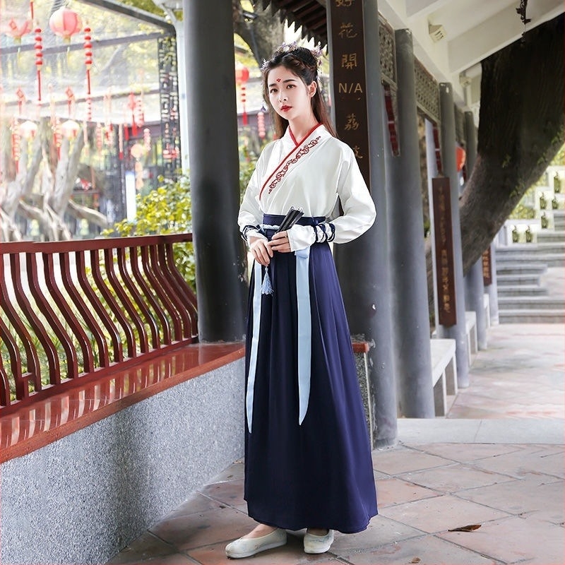 Wuxia-stilizirani obnovljeni drevni kostim za žene i muškarce, unisex školska uniforma, kineskog stila kostim za plesnu izvedbu s motivom Snježnog Zmaja