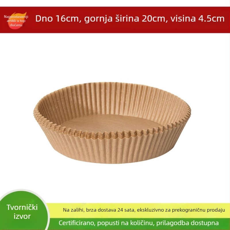 Papir za pečenje za air fryer, jednokratna upotreba, kvadratni i kružni oblici, otporan na visoke temperature, prehrambena kvaliteta