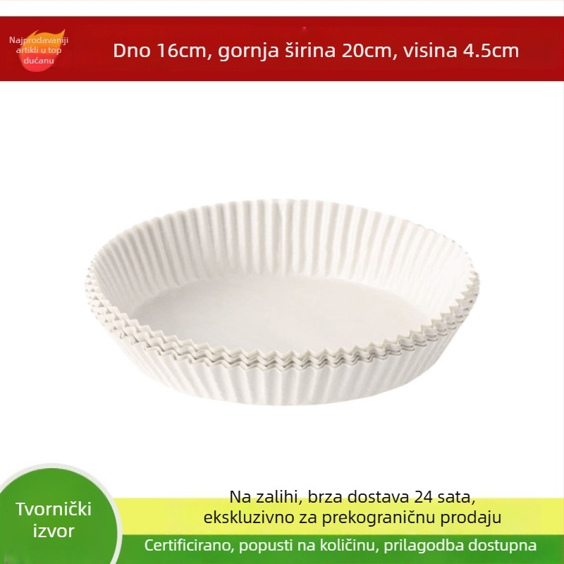 Papir za pečenje za air fryer, jednokratna upotreba, kvadratni i kružni oblici, otporan na visoke temperature, prehrambena kvaliteta