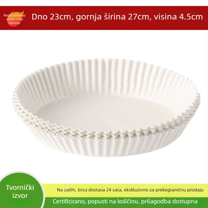 Papir za pečenje za air fryer, jednokratna upotreba, kvadratni i kružni oblici, otporan na visoke temperature, prehrambena kvaliteta