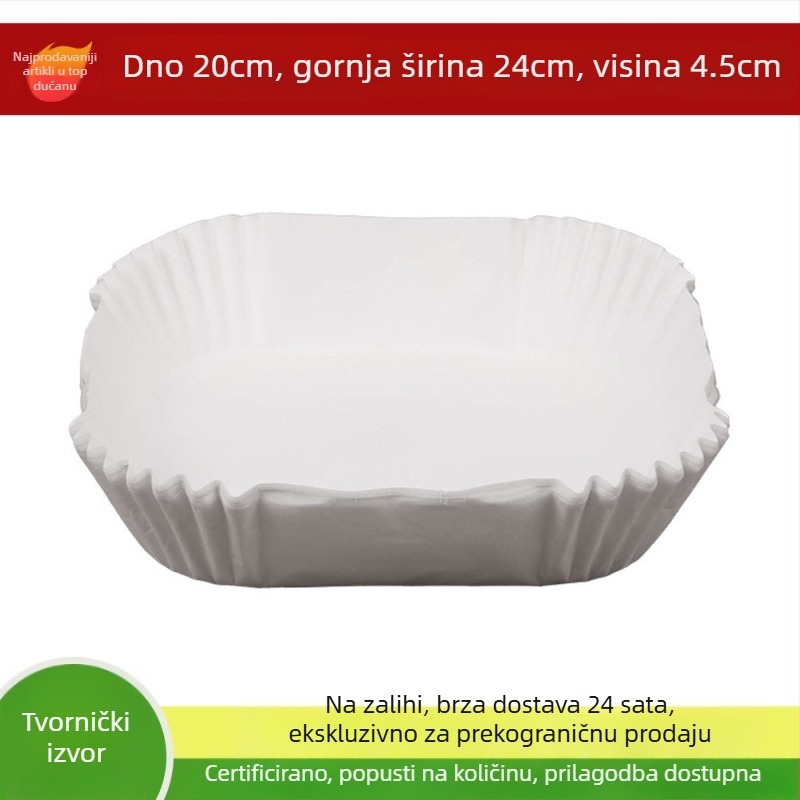 Papir za pečenje za air fryer, jednokratna upotreba, kvadratni i kružni oblici, otporan na visoke temperature, prehrambena kvaliteta