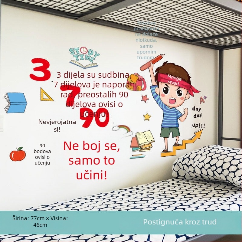 Motivacijski zidni natpisi za učenje i samoljepljiva tapeta za studentsku sobu