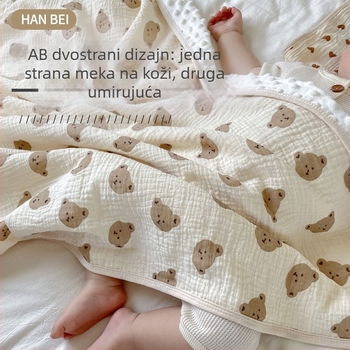 Hanbei dječja ljetna deka, lagana pamučna gazasta deka s motivom crtića, 100 x 110 cm