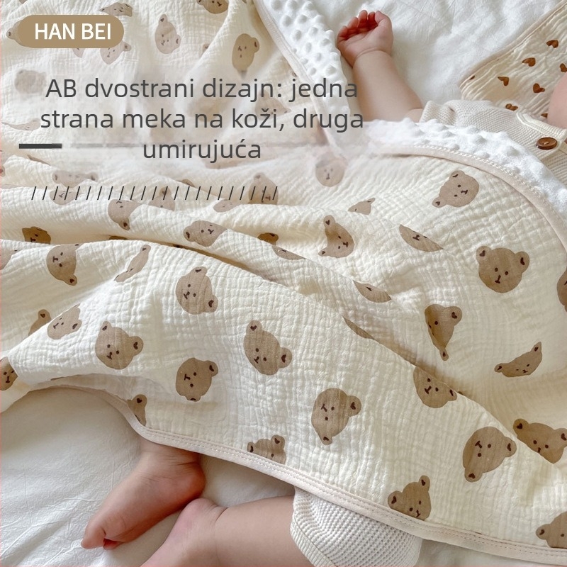 Hanbei dječja ljetna deka, lagana pamučna gazasta deka s motivom crtića, 100 x 110 cm