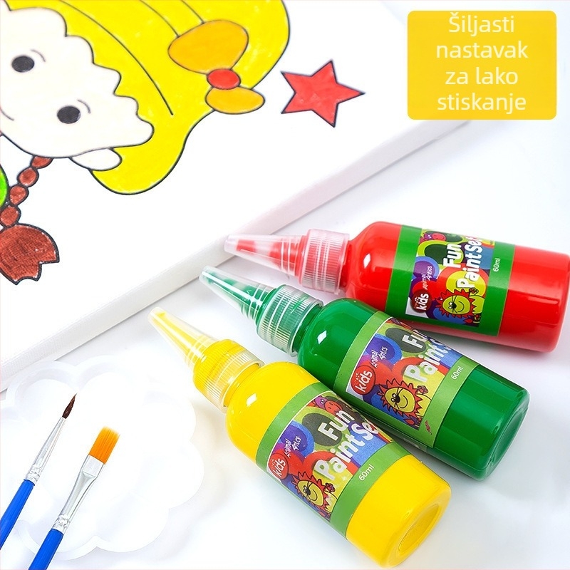 60 ml dječji set akvarelnih boja za prstno slikanje, 12 boja