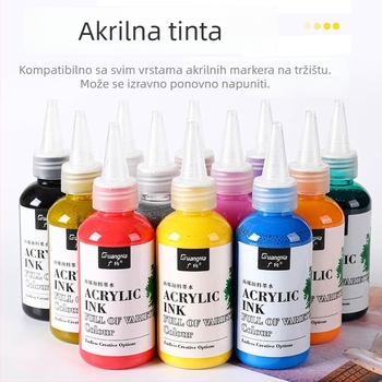 Akrilni marker s pigmentnim tintom, 120 ml, vodotopna baza – za dječju umjetnost i graffiti, tekućina za dopunjavanje