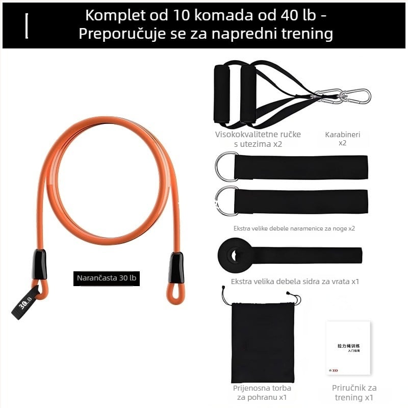 11-dijelni set latex otpornih užadi s nosivosti 150 lb, višenamjensko fitness elastično uže