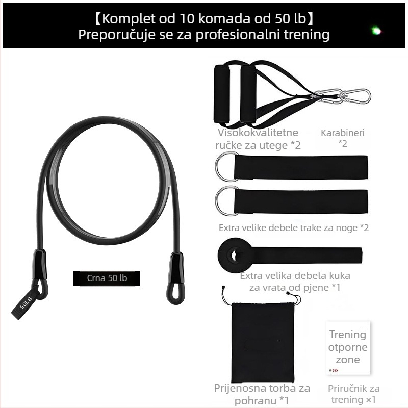 11-dijelni set latex otpornih užadi s nosivosti 150 lb, višenamjensko fitness elastično uže