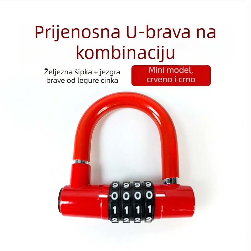 Brava U-oblik s kodom za električna vozila, legura otporna na vodu i hrđu, za staklena vrata kuće i trgovine