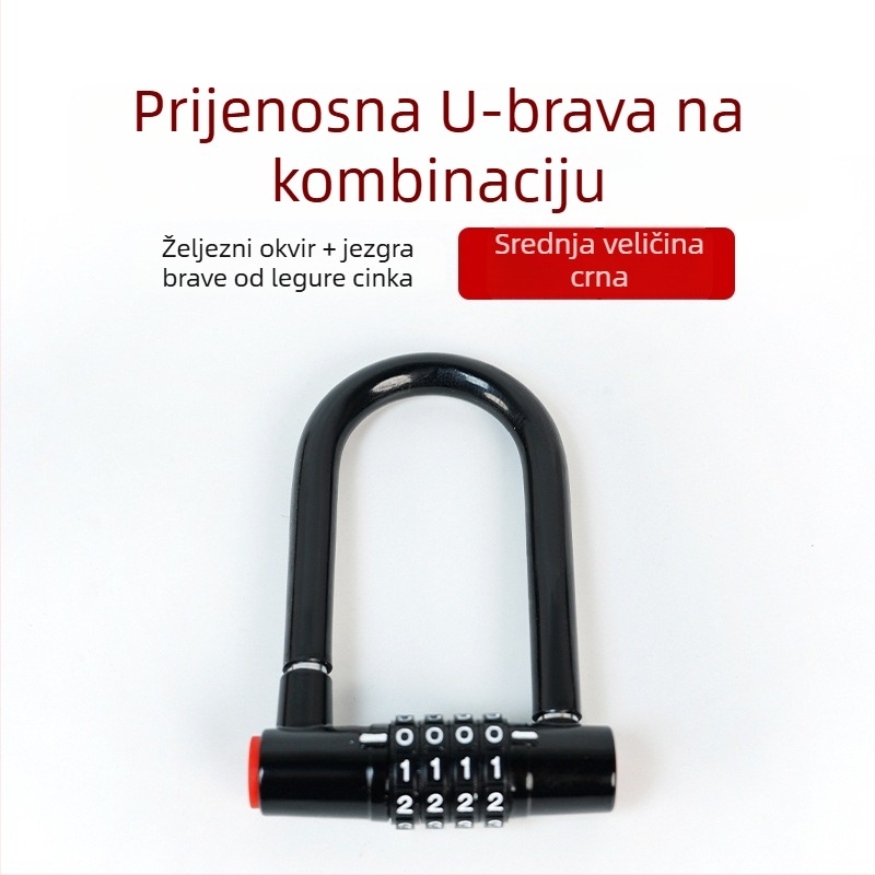 Brava U-oblik s kodom za električna vozila, legura otporna na vodu i hrđu, za staklena vrata kuće i trgovine