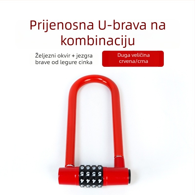 Brava U-oblik s kodom za električna vozila, legura otporna na vodu i hrđu, za staklena vrata kuće i trgovine