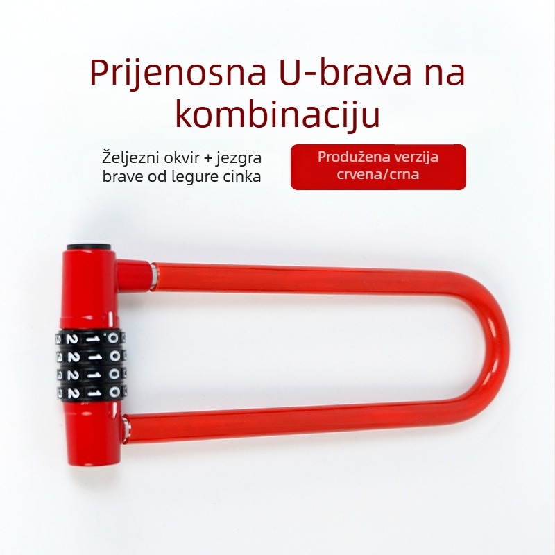 Brava U-oblik s kodom za električna vozila, legura otporna na vodu i hrđu, za staklena vrata kuće i trgovine