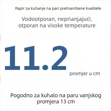 Jednokratni perforirani papir za parenje s premazom silikonskog ulja, neprijanjajući, prehrambene kvalitete, 9–65 cm