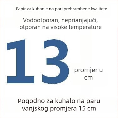 Jednokratni perforirani papir za parenje s premazom silikonskog ulja, neprijanjajući, prehrambene kvalitete, 9–65 cm