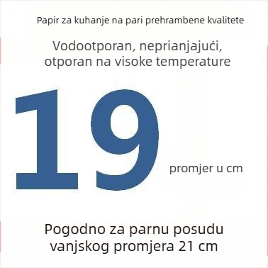 Jednokratni perforirani papir za parenje s premazom silikonskog ulja, neprijanjajući, prehrambene kvalitete, 9–65 cm