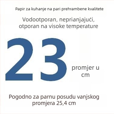 Jednokratni perforirani papir za parenje s premazom silikonskog ulja, neprijanjajući, prehrambene kvalitete, 9–65 cm
