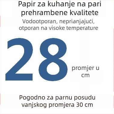 Jednokratni perforirani papir za parenje s premazom silikonskog ulja, neprijanjajući, prehrambene kvalitete, 9–65 cm